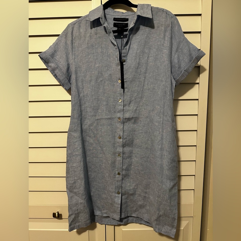 Tahari Light Blue Linen Dress